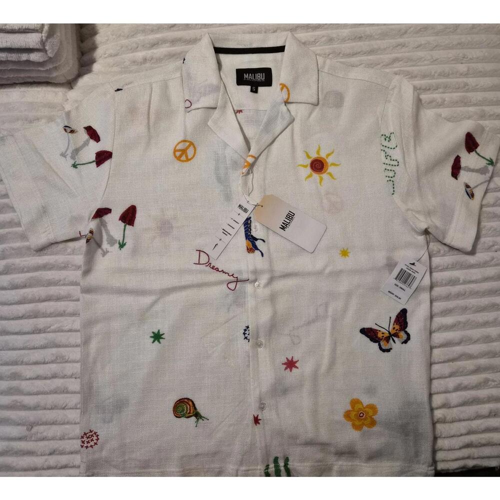 Malibu White Embroidered Casual Shirt